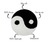 Gaeaspace  -  Yin and Yang Symbol Fluffy Circle Soft Rug Black and White Circle Digital Carpet for Bedroom with Chinese Characteristic