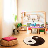 Gaeaspace  -  Yin and Yang Symbol Fluffy Circle Soft Rug Black and White Circle Digital Carpet for Bedroom with Chinese Characteristic