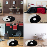 Gaeaspace  -  Yin and Yang Symbol Fluffy Circle Soft Rug Black and White Circle Digital Carpet for Bedroom with Chinese Characteristic