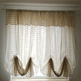 Gaeaspace  -  American Plaid Curtains with Valance Cotton Linen Kitchen Short Curtains High Quality Roman Curtains Rural Grid Window Drapes