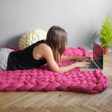 Gaeaspace  -  Hand Chunky Knitted Blanket Fashion Chunky Hand-Woven Coarse Carpet Blanket Home Textile Knitted Soft Blanket