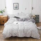 Gaeaspace  -  Classic Black White Grid Bedding Set Fashion Single Double Bed Linens Cover Quilt Pillowcase for Girl Boy Home Textile