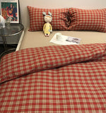 Gaeaspace  -  Fashion red plaid bedding set girl,simple geometry cotton twin full queen King home textile bed sheet pillow case quilt cover