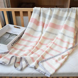 Gaeaspace  -  Baby Bamboo Fiber Blanket Cooling Nap Blanket Summer Stripes Kids Children Adult Sleeping Blanket 115x125cm