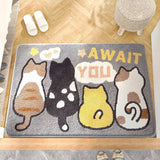 Gaeaspace  -  Kawaii Shiba Inu Cat Bear Bathroom Entrance Door Mat Cute Plush Bath Mug Doormat Home Non-slip Indoor Outdoor  Kitchen Carpet