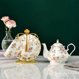 Gaeaspace  -  European Bone China Tea Set English Afternoon Tea Cup Set Teapot High-Grade Porcelain Coffee Pot 1 TeaPot 2 Cups and Saucers