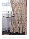 Gaeaspace  -  Korean Ins Cotton Linen Semi-Blackout Curtains for Living Room, Rural Floral Ruffles, Pastoral Style Window Drapes with Valance