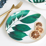 Gaeaspace  -  Green Leaf Design Dinner Plate European Style Ceramic Dishes Dinnerware Pasta Plate Fine Bone China Dish 8 Inch Dessert Plate