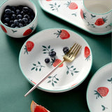 Gaeaspace  -  Cute Strawberry Kitchen Ceramic Plate Tableware Set Food Dishes Rice Steak Salad Noodles Bowl Soup Kitchen Cook Tool 1pc