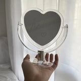 Gaeaspace  -  New Acrylic Double Side Makeup Mirror Heart Shaped Cosmetic Mirror Transparent Base Home Bedroom Desktop Make Up Mirror