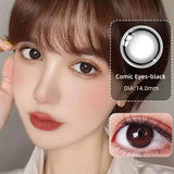 Gaeaspace  -  2pcs/pair Natural Pupil Lenses Contact Lenses for Eyes Comic Black Eyes Tear Eye 2 Tone Series Eye Contacts (dia:14mm)