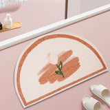 Gaeaspace  -  Floral Semicircle Bathroom Mat Soft Fluffy Carpet Rug Bedroom Floor Anti Slip Pad Bathmat Doormat Home Room Decor