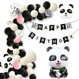 Gaeaspace  -  117PcsBlackand White Pink Confetti Balloon Garland Set Panda Pull Flag Aluminum Film Balloon Party Baby Gift Birthday Decoration