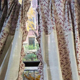 Gaeaspace  -  French Floral Lotus Blackout Curtain Retro Natural Cotton Linen Curtain for Bedroom Pastoral Romantic Ruffle Short Window Drapes