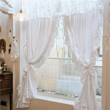 Gaeaspace  -  Brand New Pure Cotton Curtains with Valance for Girl's Bedroom Handmade Princess Ruffle Cortinas Eco-friendly  Whtie Curtains