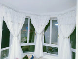 Gaeaspace  -  Fashion Princess White Blackout Curtains for Living Room Korean 3 Layers Fairy Sheer Drapes for Girls' Bedroom Home Deco Fabrics