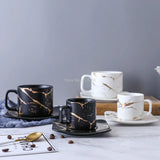 Gaeaspace  -  Marble Coffee Cup, Black and White Cup and Saucer Cup. High Quality Coffee Cup, Coffee Set, Coffee Saucer Cup