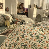 Gaeaspace  -  Pastoral green flower bedding set teen adult girl,fashion cotton twin full queen home textile bed sheet pillow case quilt cover