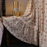 Gaeaspace  -  Korean Ins Cotton Linen Semi-Blackout Curtains for Living Room, Rural Floral Ruffles, Pastoral Style Window Drapes with Valance