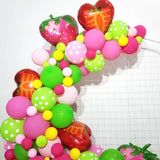 Gaeaspace  -  Summer Fruit Party Pink Green Rose Red Latex Balloon Garland Arch Set Strawberry Aluminum Mold Ball Girl Birthday Giftdecoration