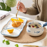 Gaeaspace  -  Oatmeal Breakfast Bowl Set Set Dishes Household Combination Japanese Tableware One Person Food Creative Cute Fruit Salad Bowl