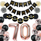 Gaeaspace  -  70 Years Old Happy Birthday Balloon Banner Sticker Latex Helium Balloons Paper Pompoms For 70th Anniversary Decorations Adult