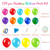 Gaeaspace  -  134pcs Rainbow Balloon Garland Arch Set For Carnival Circus Wedding Baby Shower Boys And Girls Birthday Party Decoration