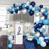 Gaeaspace   -  1 Set Of Navy Blue White Silver Confetti Balloon Garland Arch kit Baby Shower Birthday Boy Party Wedding Anniversary Decorations