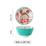 Gaeaspace  -  Cartoon Animal Porcelain Dinner Plate Cute Children's Bowl Christmas Decoration Dishes Household Ceramic Elk Bear Rabbit Bowl