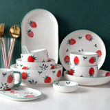 Gaeaspace  -  Cute Strawberry Kitchen Ceramic Plate Tableware Set Food Dishes Rice Steak Salad Noodles Bowl Soup Kitchen Cook Tool 1pc