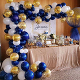 Gaeaspace   -  1 Set Of Navy Blue White Silver Confetti Balloon Garland Arch kit Baby Shower Birthday Boy Party Wedding Anniversary Decorations