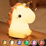 Gaeaspace  -  unicorn Cute Silicone LED Night Light For Kids children USB Rechargeable Cartoon Animal bedroom decor Touch Night Lamp for gifts