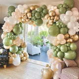 Gaeaspace  -  271 Pcs Of Retro Avocado Green Apricot Balloon Garland Arch Set Baby Shower Wedding Birthday Party Proposal Decoration backgroun