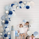 Gaeaspace   -  1 Set Of Navy Blue White Silver Confetti Balloon Garland Arch kit Baby Shower Birthday Boy Party Wedding Anniversary Decorations