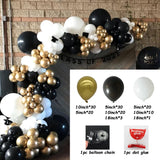 Gaeaspace   -  136pcs Black White Balloons Garland Arch Kit Chrome Metal Gold Latex Globos Graduation Theme Party Wedding Birthday Decorations