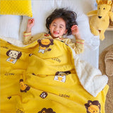 Gaeaspace  -  4 Sizes Winter Warm Baby Berber Fleece Blankets Sofa Sleeping Blanket Thickened Warm Plush Coral Fleece Baby Bed Sleeping Quilt