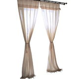 Gaeaspace  -  Pastoral Linen Plaid Curtains with Tassels American Rural Grid Cotton Yarn Hand Crochet Cortinas Window Deco Fabrics for Bedroom