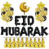 Gaeaspace  -  32pcs/lot Eid Mubarak Ramadan Letters Foil Balloons Rose Gold Silver Star Eid Moon Globos Muslium Eid Party Decorations Supplies