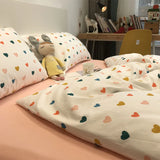 Gaeaspace  -  Cute sweet heart bedding set,simple single double cotton twin full queen King home textile bed sheet pillow case quilt cover