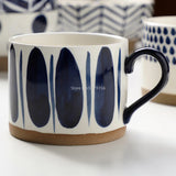 Gaeaspace  -  Hand-painted Ceramic Coffee Cups Beer Tea Mug Mug Nordic Wind Mug Large Breakfast Blue Milk Coffee Cup Glass Drinkware