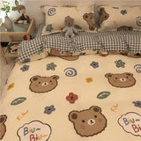 Gaeaspace  -  Boys Girls Bedding Set Fashion Adult Children Bed Linen Duvet Quilt Cover Pillowcase Cute Cartoon Bear Polyester Flat Sheets