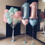 Gaeaspace  -  40inch Pastel Baby Blue Pink Foil Number Balloon 1 2 3 4 5 6 7 8 9 Birthday Party Baby Shower Wedding Decoration Festival Ballon