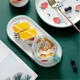 Gaeaspace  -  Cute Strawberry Kitchen Ceramic Plate Tableware Set Food Dishes Rice Steak Salad Noodles Bowl Soup Kitchen Cook Tool 1pc