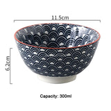 Gaeaspace  -  4 Pcs/set 4.5 Inch Rice Bowl Ceramic Tableware Thread Underglaze Color Support Oven and Dishwasher