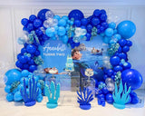 Gaeaspace  -  163 Pcs Blue Light Blue Balloon Garland Arch Set, Suitable For Birthday Parties, Baby Showers, Weddings, Ocean Party Decorations