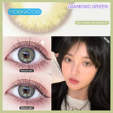 Gaeaspace  -  Diamonds Green Colored Contact Lenses soft for eyes small Beauty Pupil myopia prescription degree yearly natural new big