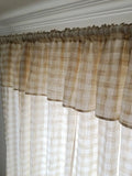 Gaeaspace  -  American Plaid Curtains with Valance Cotton Linen Kitchen Short Curtains High Quality Roman Curtains Rural Grid Window Drapes