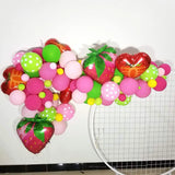 Gaeaspace  -  Summer Fruit Party Pink Green Rose Red Latex Balloon Garland Arch Set Strawberry Aluminum Mold Ball Girl Birthday Giftdecoration