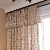 Gaeaspace  -  Korean Ins Cotton Linen Semi-Blackout Curtains for Living Room, Rural Floral Ruffles, Pastoral Style Window Drapes with Valance