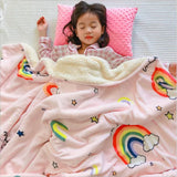 Gaeaspace  -  4 Sizes Winter Warm Baby Berber Fleece Blankets Sofa Sleeping Blanket Thickened Warm Plush Coral Fleece Baby Bed Sleeping Quilt